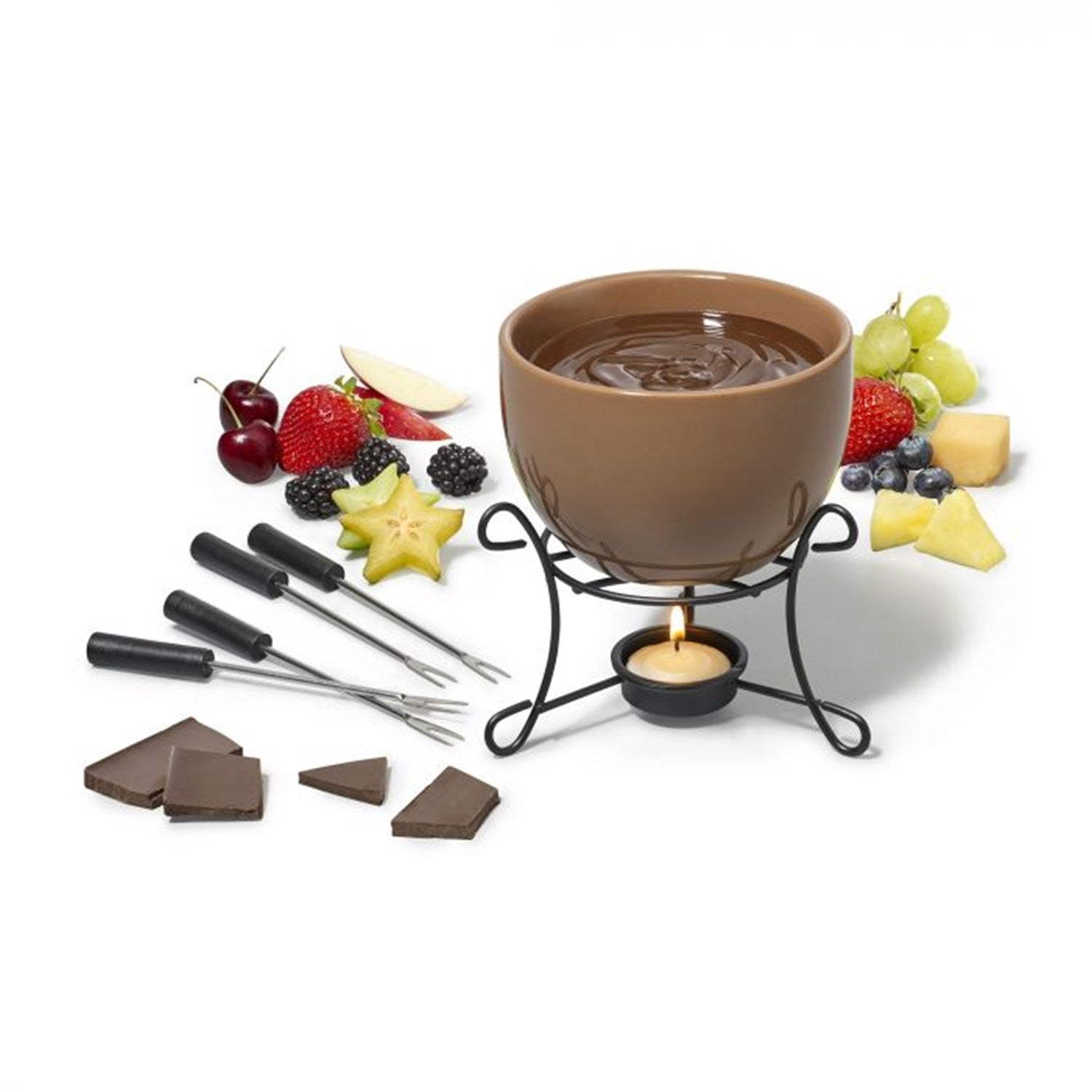 Gourmet - Ensemble à Fondue au Chocolat pour 4 Personnes, Capacité de 480mL, Brun - Simple Boutique