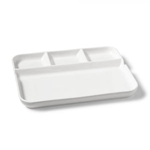 Gourmet - Ensemble de 2 Assiettes à Fondue et Hors-d'oeuvre en Porcelaine, 10.5" x 8.5", Blanc - Simple Boutique