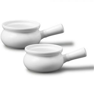 Gourmet - Ensemble de 2 Bols pour Soupe à l'oignon en Porcelaine, Capacité de 300ml, Vont au Four, Blanc - Simple Boutique