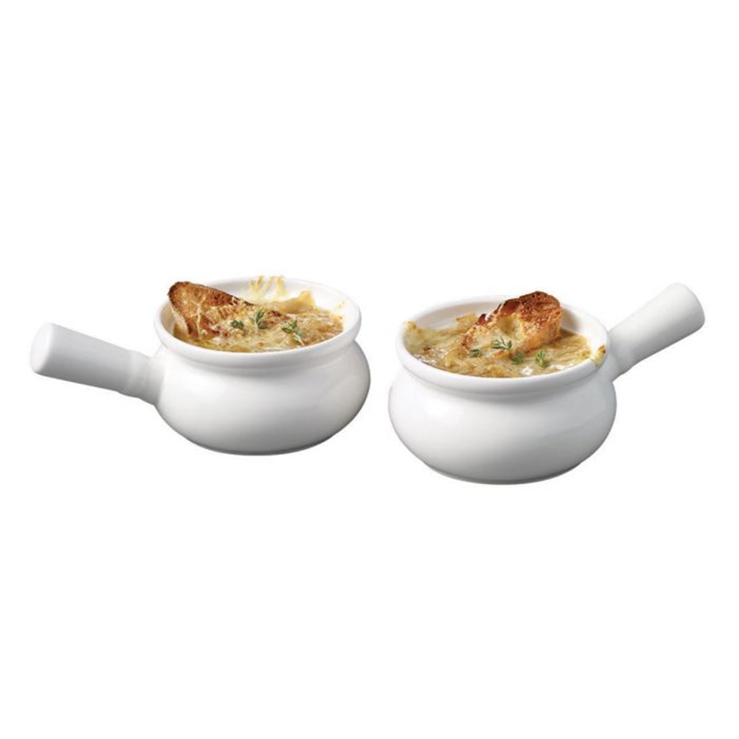 Gourmet - Ensemble de 2 Bols pour Soupe à l'oignon en Porcelaine, Capacité de 300ml, Vont au Four, Blanc - Simple Boutique