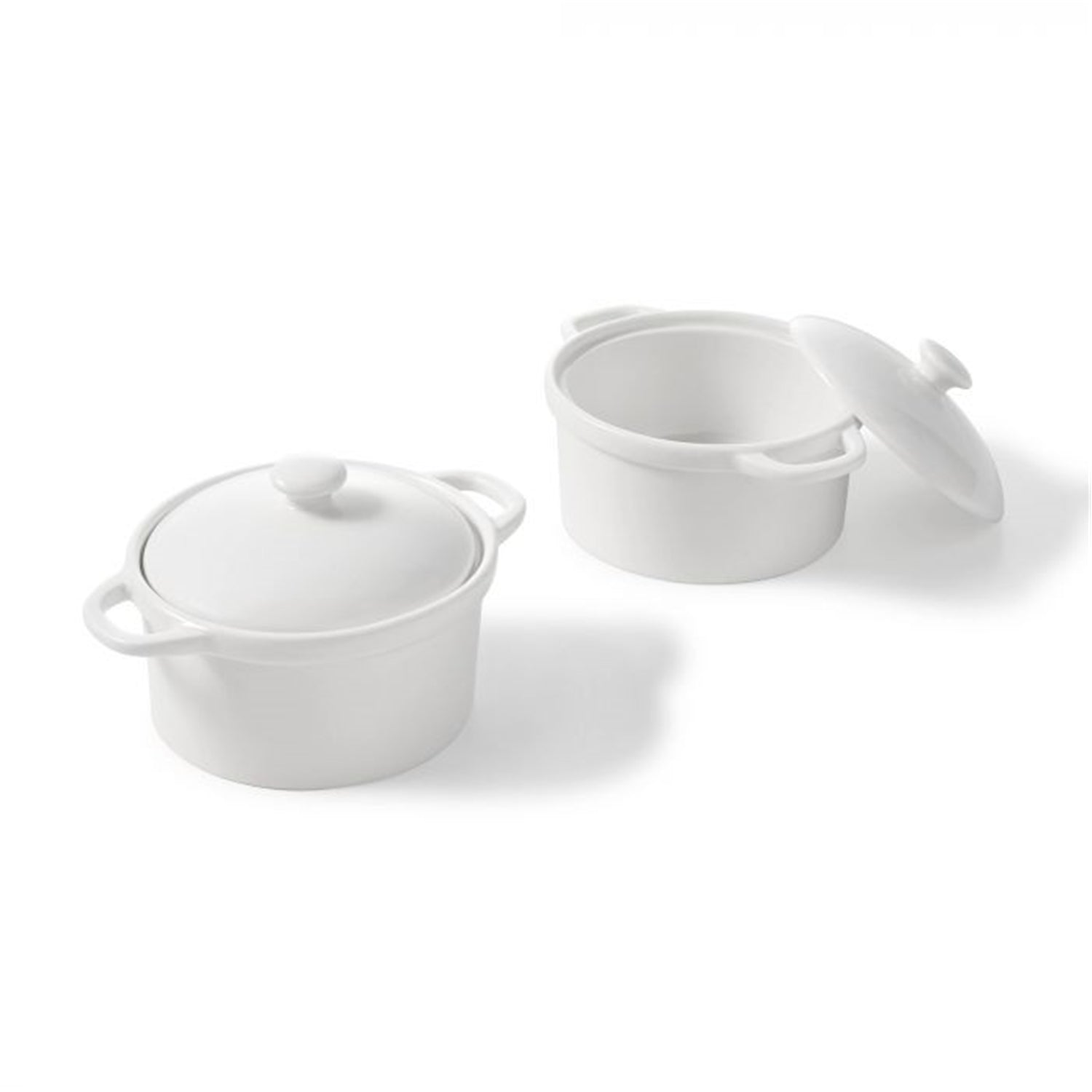 Gourmet - Ensemble de 2 Mini Casseroles en Porcelaine, Capacité de 250mL, Vont au Four, Blanc - Simple Boutique