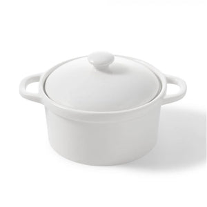 Gourmet - Ensemble de 2 Mini Casseroles en Porcelaine, Capacité de 250mL, Vont au Four, Blanc - Simple Boutique