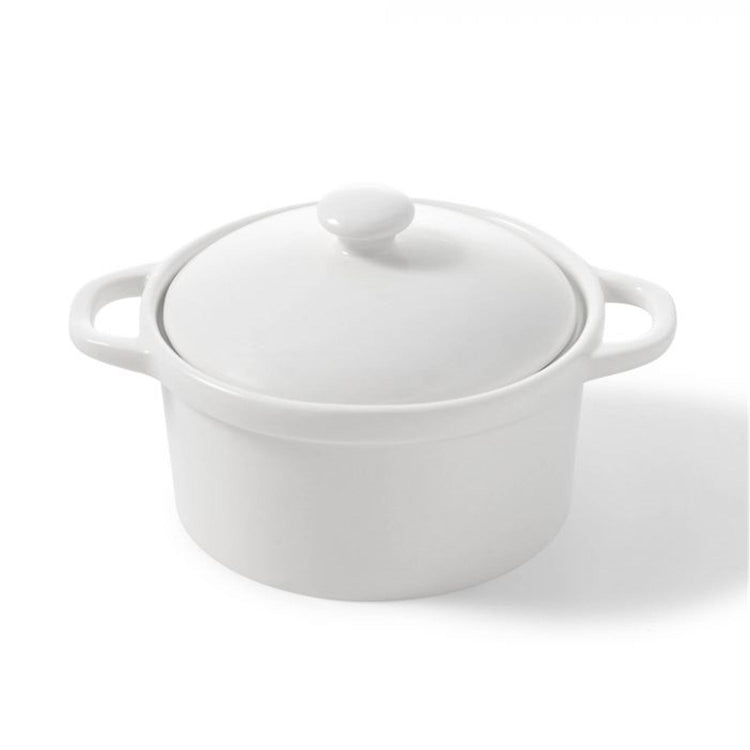 Gourmet - Ensemble de 2 Mini Casseroles en Porcelaine, Capacité de 250mL, Vont au Four, Blanc - Simple Boutique