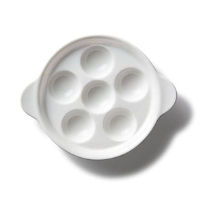 Gourmet - Ensemble de 2 Plats à Escargots en Porcelaine, 6.5" x 5.1" x 0.8", Vont au Four, Blanc - Simple Boutique