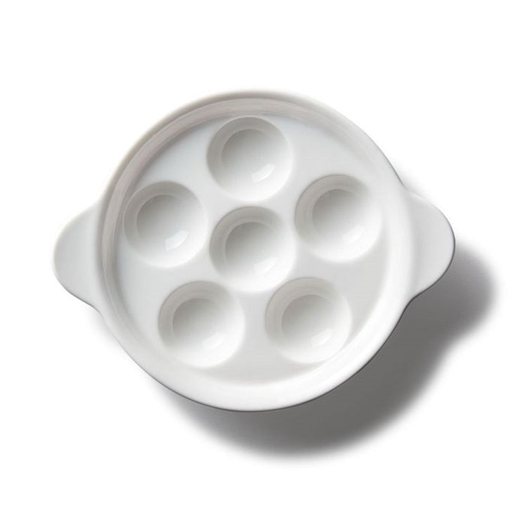 Gourmet - Ensemble de 2 Plats à Escargots en Porcelaine, 6.5" x 5.1" x 0.8", Vont au Four, Blanc - Simple Boutique