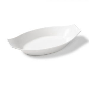 Gourmet - Ensemble de 2 Plats à Gratin en Porcelaine, 10" x 5", Vont au Four, Blanc - Simple Boutique