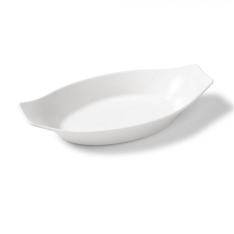 Gourmet - Ensemble de 2 Plats à Gratin en Porcelaine, 10" x 5", Vont au Four, Blanc - Simple Boutique