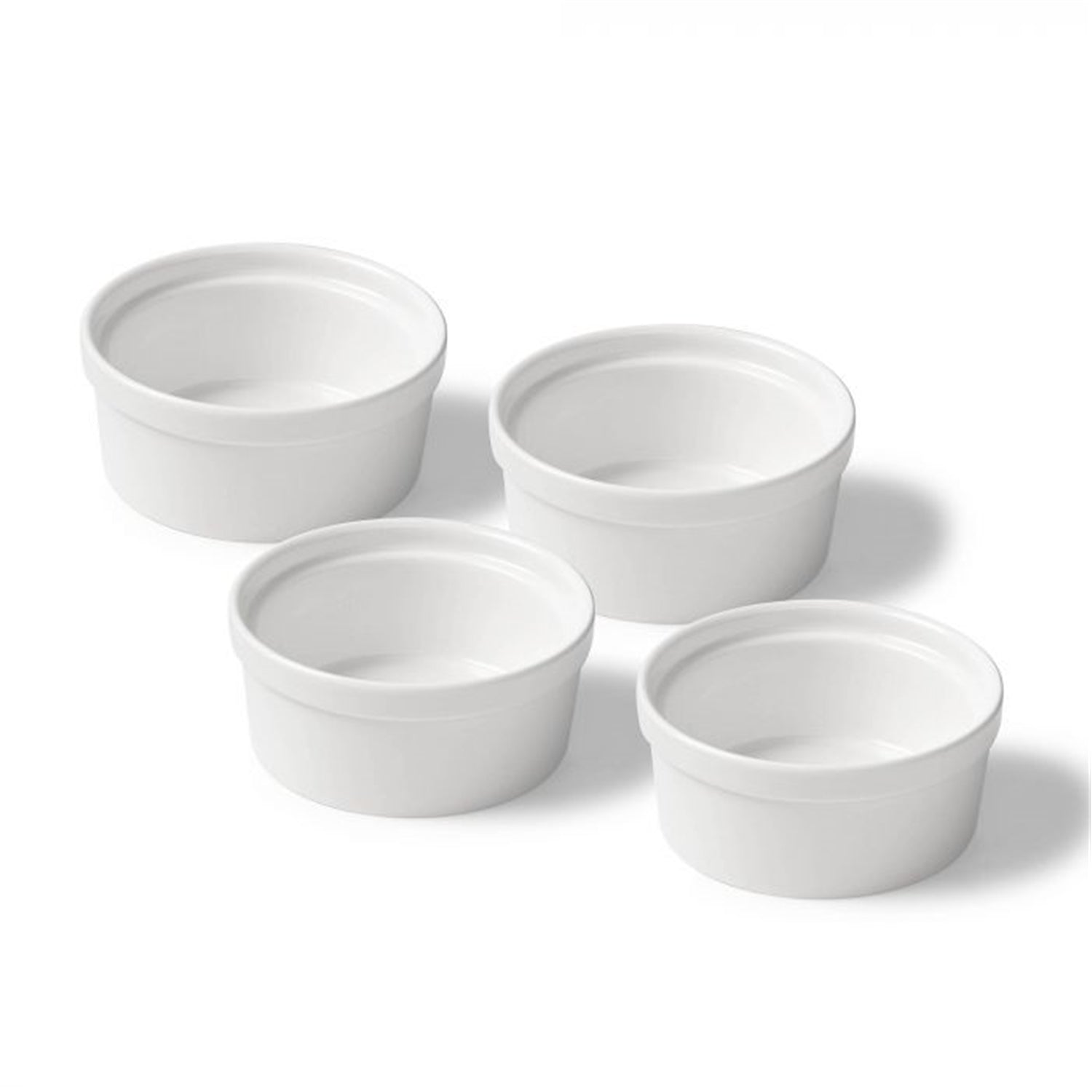 Gourmet - Ensemble de 4 Ramequins en Porcelaine, 3.6" x 1.6", Vont au Four, Blanc - Simple Boutique