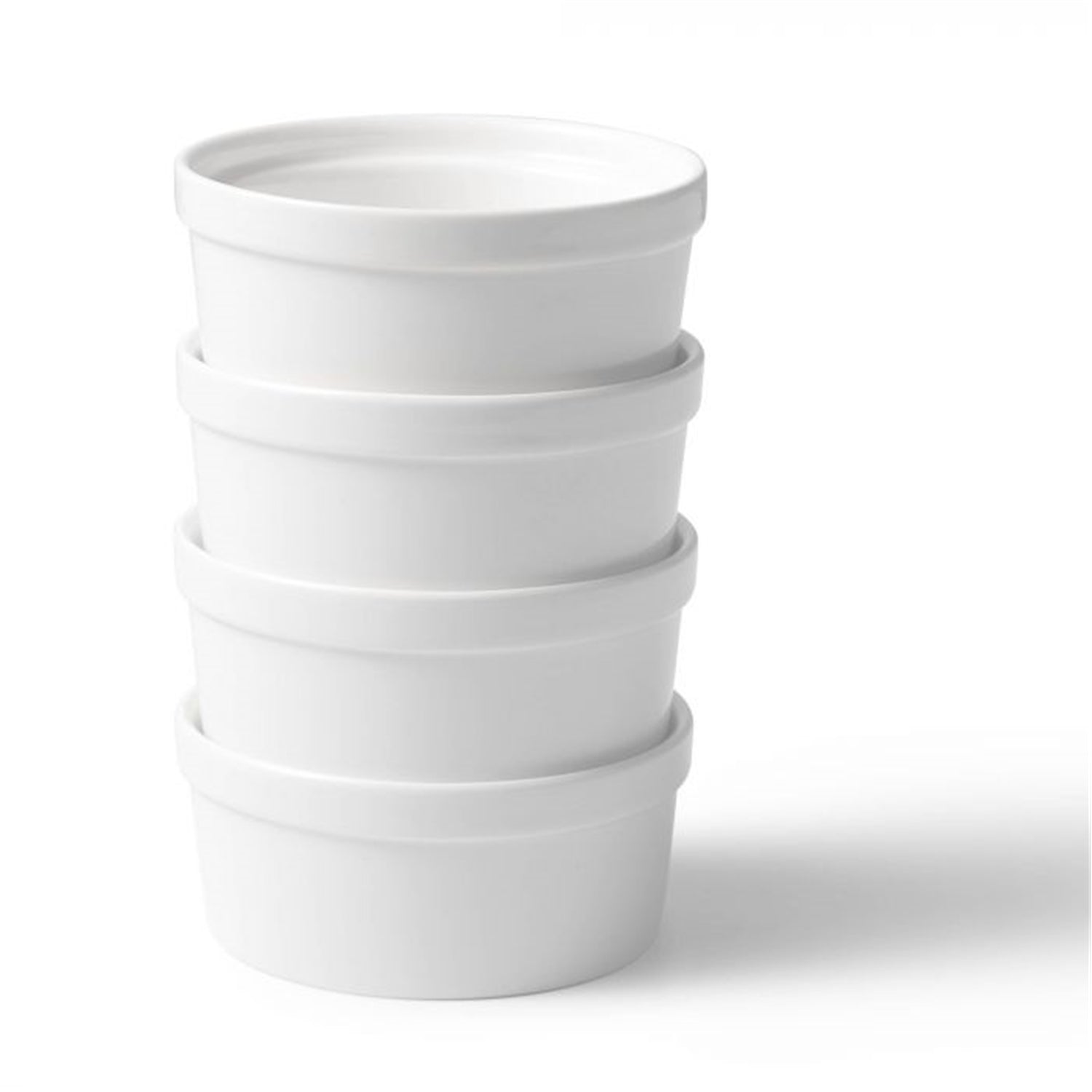 Gourmet - Ensemble de 4 Ramequins en Porcelaine, 3.6" x 1.6", Vont au Four, Blanc - Simple Boutique