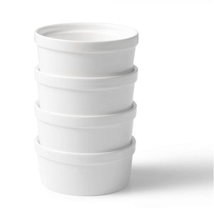 Gourmet - Ensemble de 4 Ramequins en Porcelaine, 3.6" x 1.6", Vont au Four, Blanc - Simple Boutique