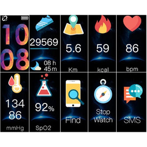 HEALTHme Montre Intelligente avec Moniteur Activité Bluetooth Android IOS Bleu - Simple Boutique