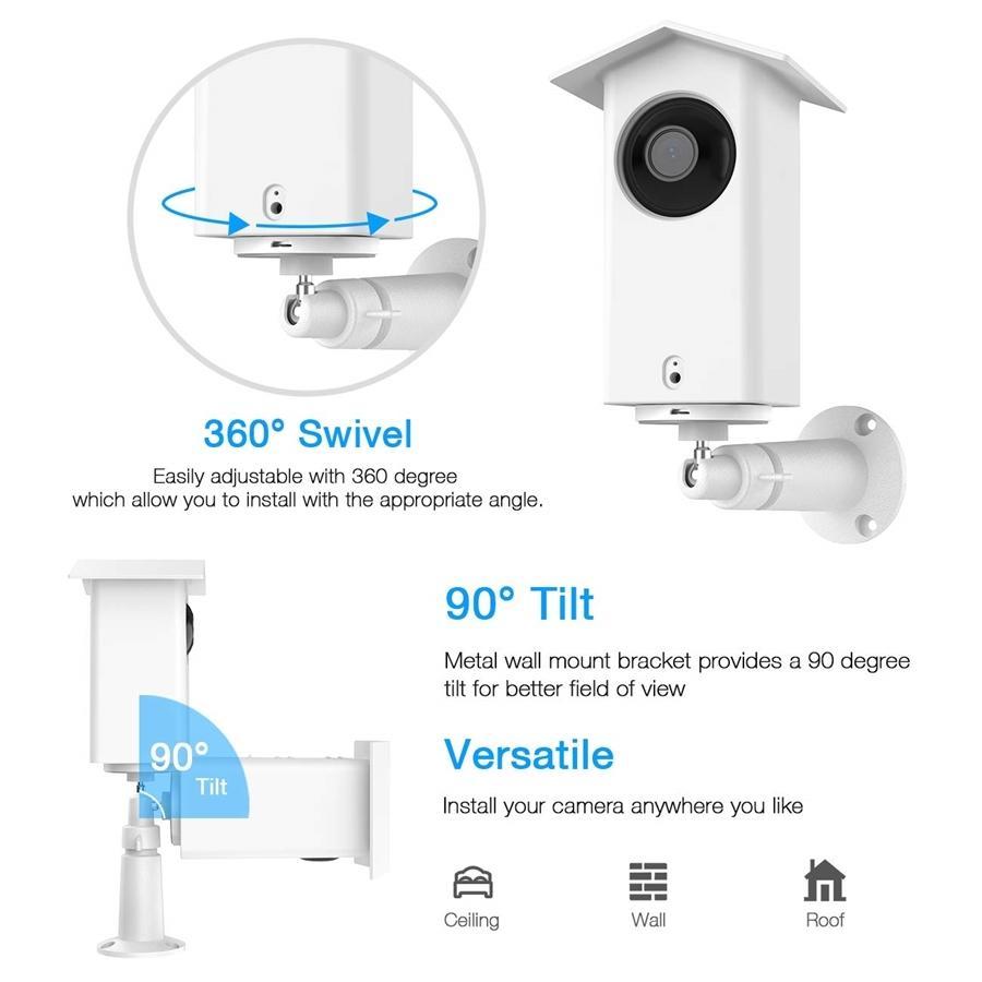 HOLACA Étui de Protection Résistant à l'eau + Support de Fixation Murale en Métal pour Wyze Cam Pan, Intérieure/Extérieure, Blanc - Simple Boutique