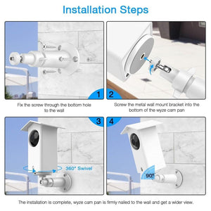 HOLACA Étui de Protection Résistant à l'eau + Support de Fixation Murale en Métal pour Wyze Cam Pan, Intérieure/Extérieure, Blanc - Simple Boutique