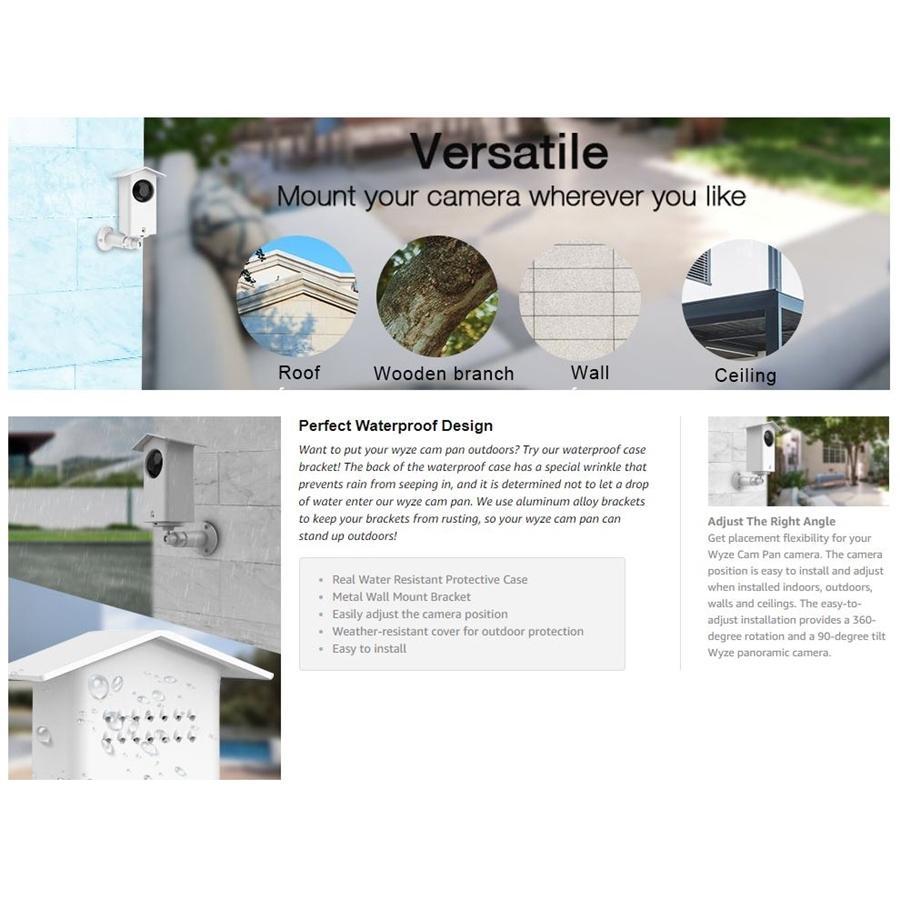 HOLACA Étui de Protection Résistant à l'eau + Support de Fixation Murale en Métal pour Wyze Cam Pan, Intérieure/Extérieure, Blanc - Simple Boutique