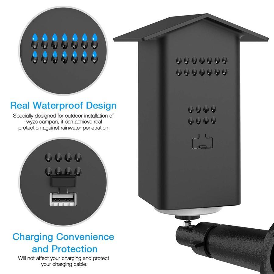 HOLACA Étui de Protection Résistant à l'eau + Support de Fixation Murale en Métal pour Wyze Cam Pan, Intérieure/Extérieure, Noir - Simple Boutique