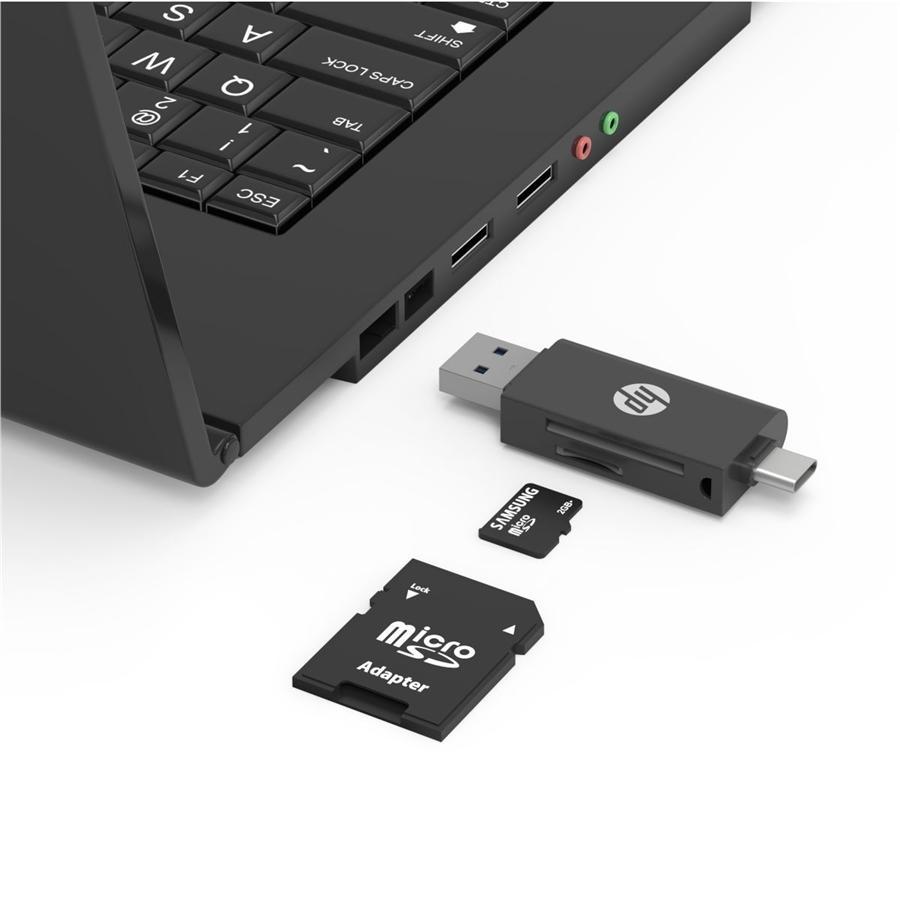 HP - Adaptateur USB A 3.1 vers USB C avec lecteur de carte SD / TF, Noir - Simple Boutique