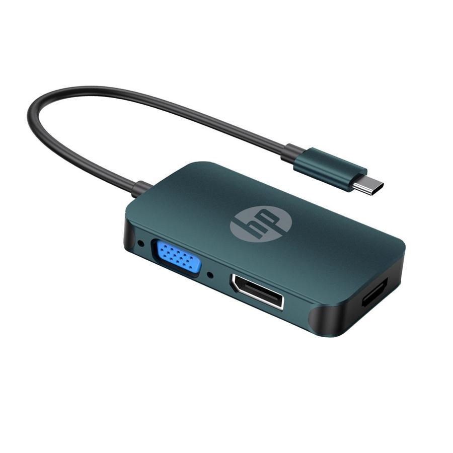 HP - Adaptateur USB C 3.1 Mâle vers HDMI, VGA et Display Port, HDMI 4k, DP (Display Port) 4k, VGA 1080P, Noir - Simple Boutique
