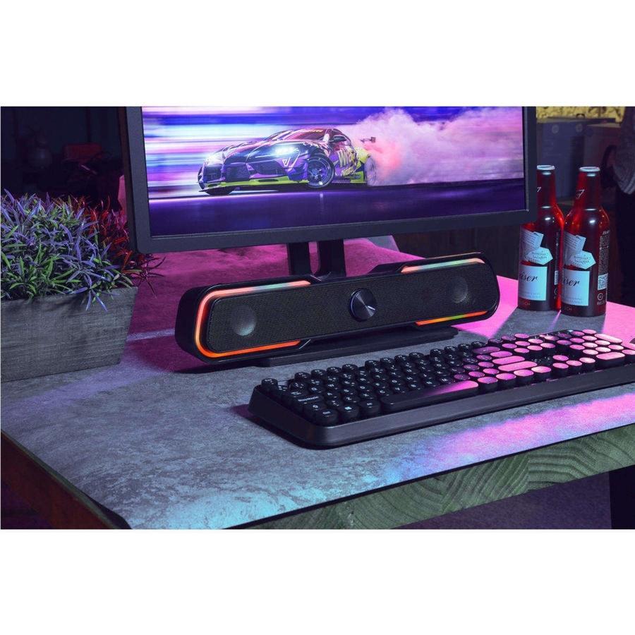 HP - Barre de Son USB avec Son Stéréo et Rétro-Éclairage RGB, Noir - Simple Boutique