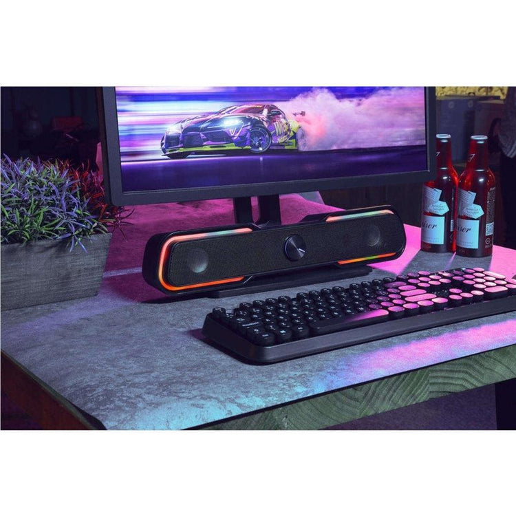 HP - Barre de Son USB avec Son Stéréo et Rétro-Éclairage RGB, Noir - Simple Boutique