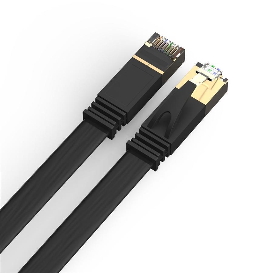 HP - Câble réseau Ethernet plat Cat7 U/FTP, 600MHz, 10Gbps, RJ45, Longeur de 1 Mètre, Noir - Simple Boutique