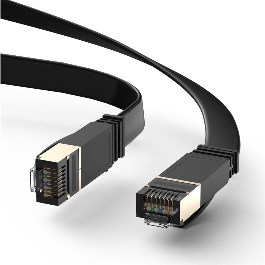 HP - Câble réseau Ethernet plat Cat7 U/FTP, 600MHz, 10Gbps, RJ45, Longeur de 1 Mètre, Noir - Simple Boutique