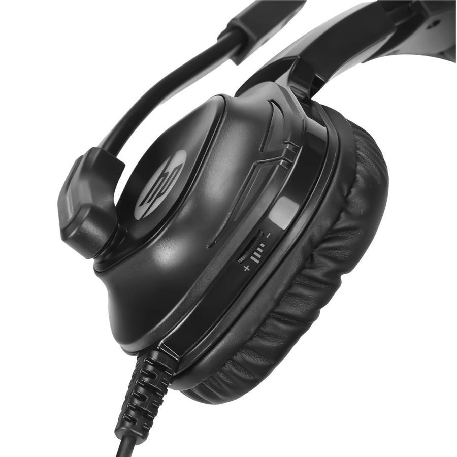 HP - Casque de Jeu Filaire Stéréo avec Microphone et Rétro-Éclairage, Câble de 2 Mètres, Noir - Simple Boutique