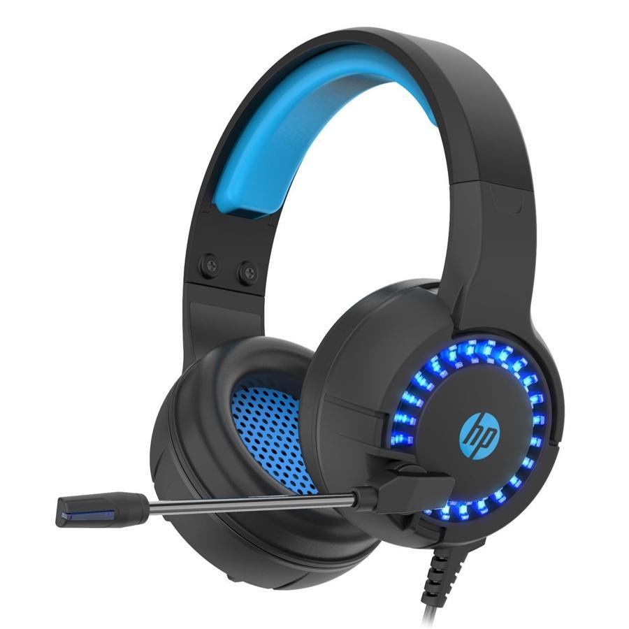 HP - Casque de Jeu Filaire Stéréo avec Microphone et Rétro-Éclairage, Câble de 2 Mètres, Noir - Simple Boutique