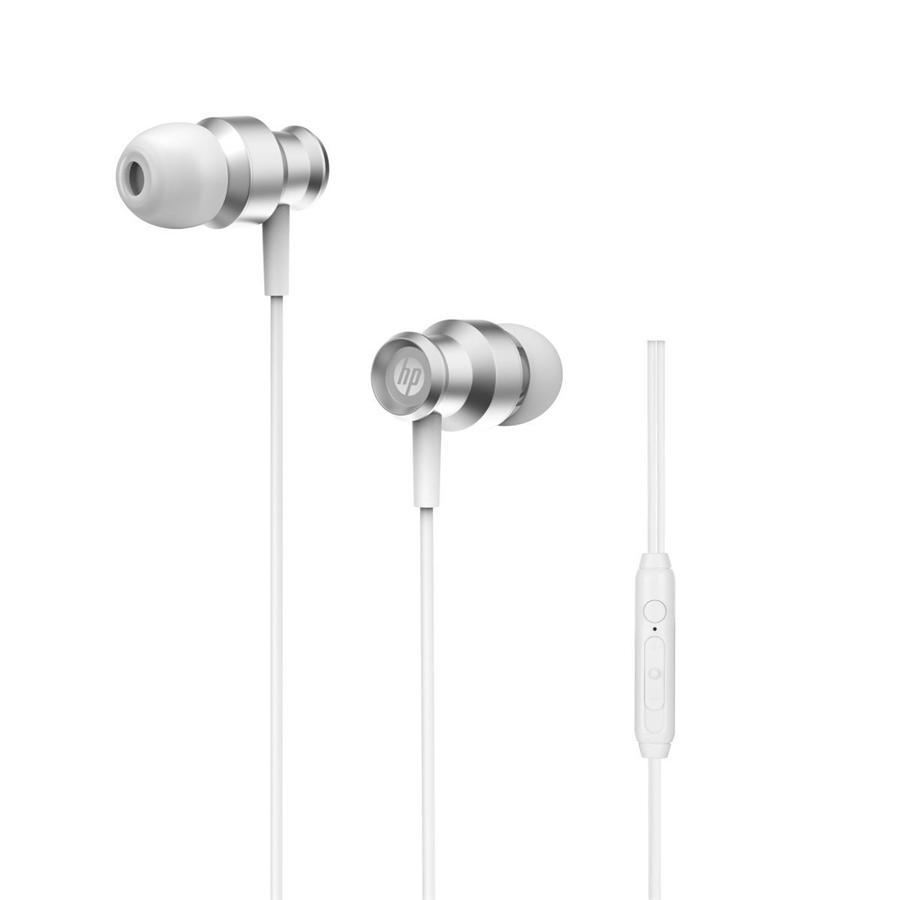 HP - Écouteur Stéréo Intra-Auriculaire avec Contrôle du Volume et Microphone, Argent - Simple Boutique