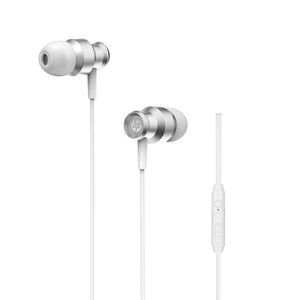 HP - Écouteur Stéréo Intra-Auriculaire avec Contrôle du Volume et Microphone, Argent - Simple Boutique