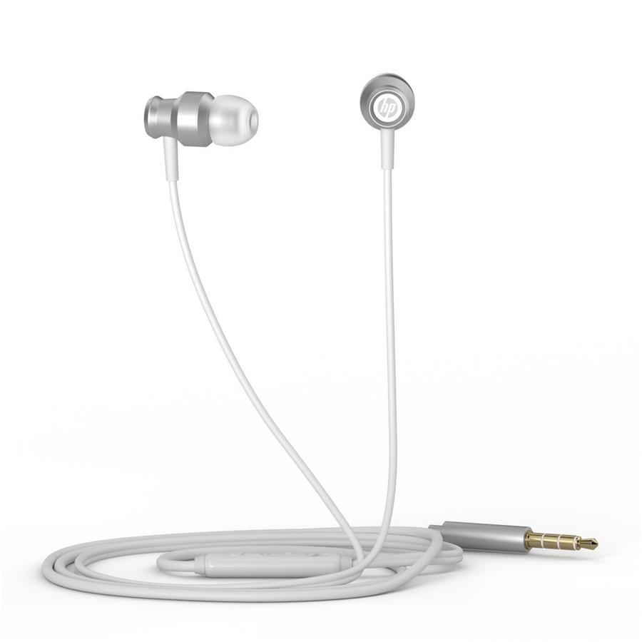HP - Écouteur Stéréo Intra-Auriculaire avec Contrôle du Volume et Microphone, Argent - Simple Boutique