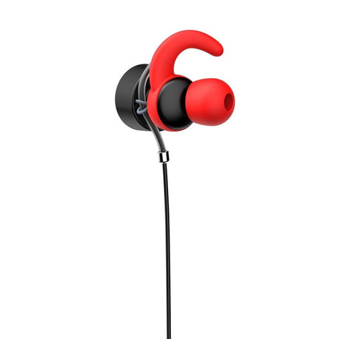 HP - Écouteurs de Jeu Stéréo Intra-Auriculaire avec Contrôle du Volume et Microphone Amovible, Rouge
