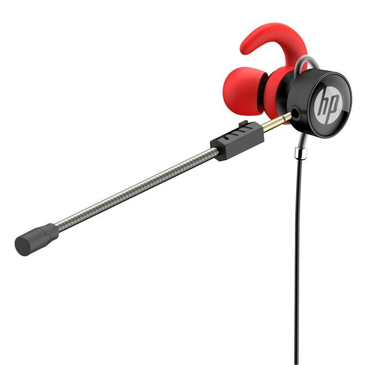 HP - Écouteurs de Jeu Stéréo Intra-Auriculaire avec Contrôle du Volume et Microphone Amovible, Rouge - Simple Boutique