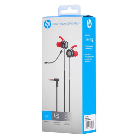 HP - Écouteurs de Jeu Stéréo Intra-Auriculaire avec Contrôle du Volume et Microphone Amovible, Rouge