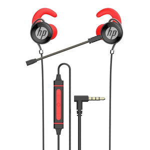 HP - Écouteurs de Jeu Stéréo Intra-Auriculaire avec Contrôle du Volume et Microphone Amovible, Rouge - Simple Boutique