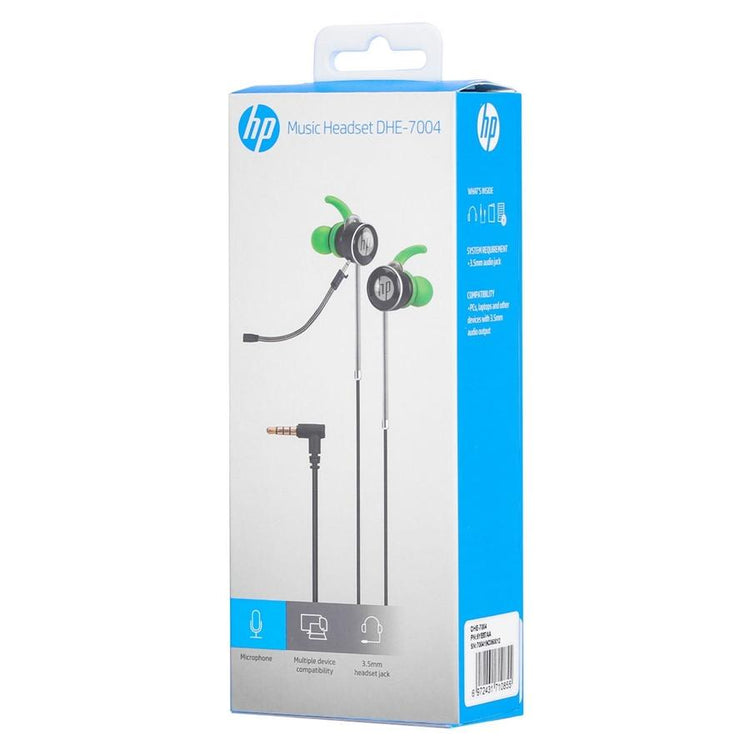 HP - Écouteurs de Jeu Stéréo Intra-Auriculaire avec Contrôle du Volume et Microphone Amovible, Vert - Simple Boutique