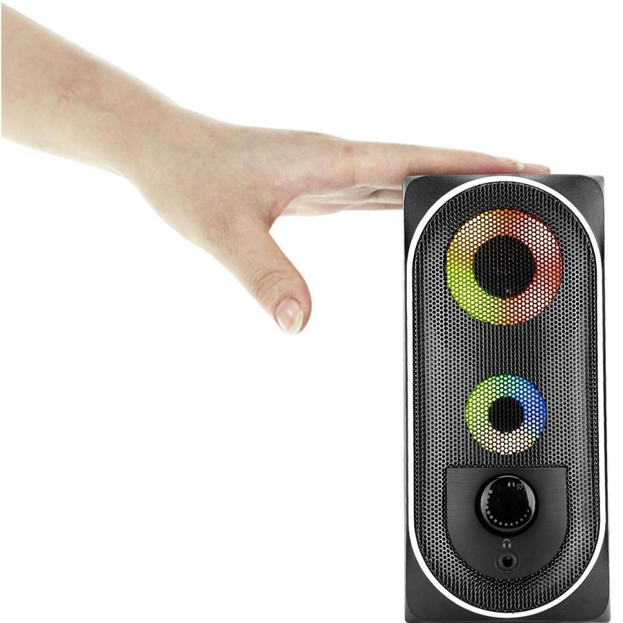 HP - Haut-Parleurs Stéréo 2.0 pour Ordinateur avec Rétro-Éclairage, Prise 3.5 mm, Noir - Simple Boutique