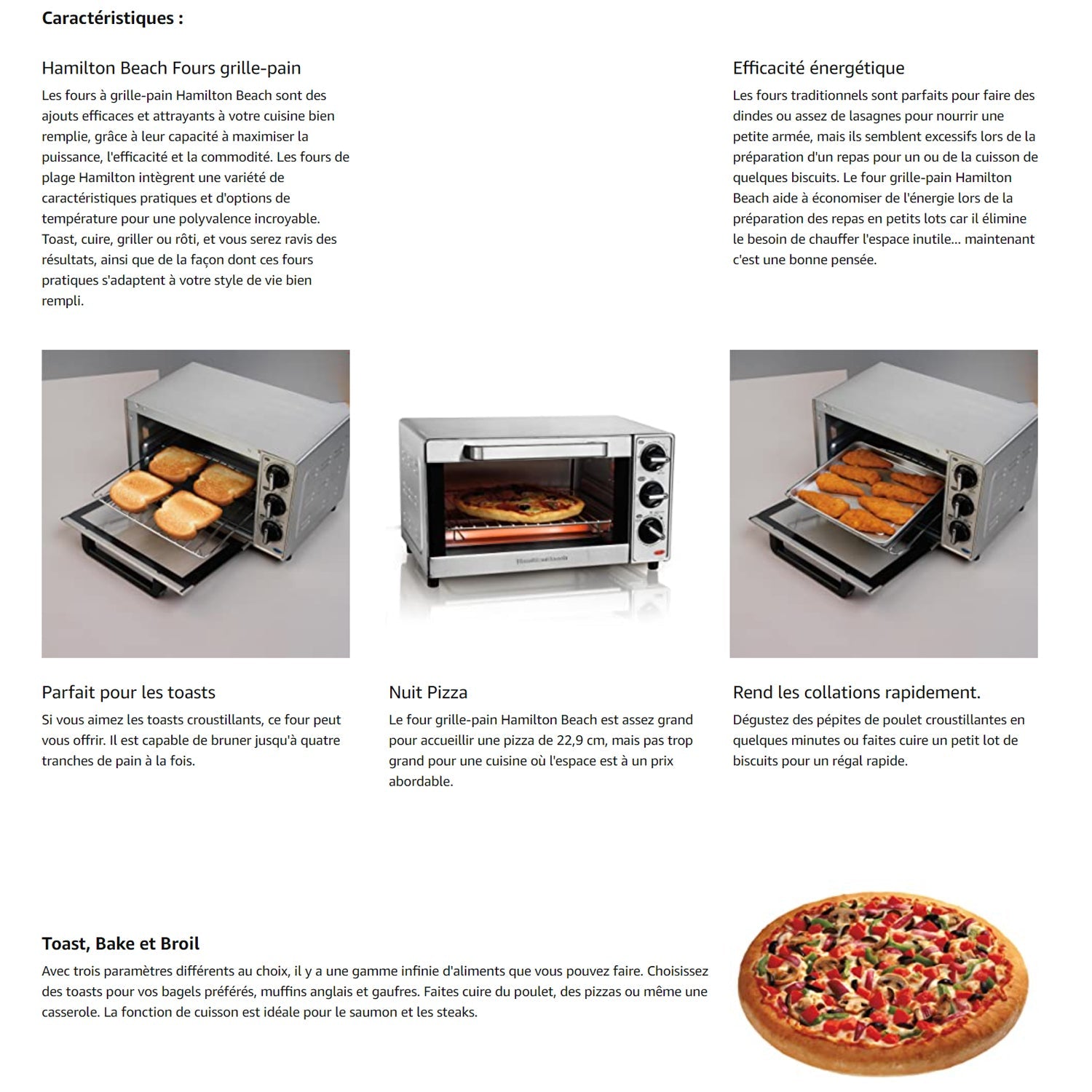 Hamilton Beach 31401 Four grille-pain en acier inoxydable de grande capacité 15 x 11,5 x 8,7 cm - Simple Boutique