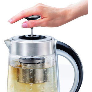 Hamilton Beach - Bouilloire en Verre avec Infuseur à Thé Amovible, Capacité de 1.7 Litre, Acier Inoxydable - Simple Boutique