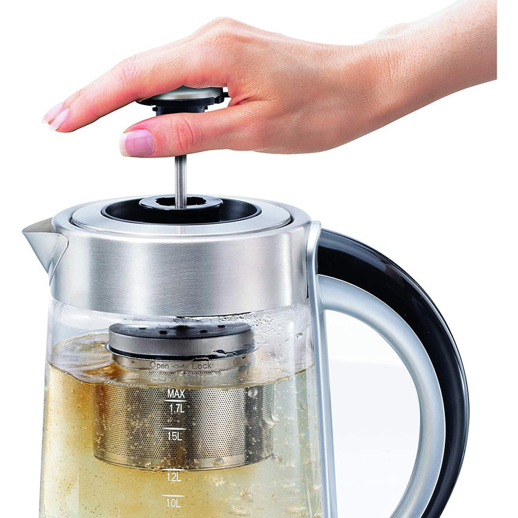 Hamilton Beach - Bouilloire en Verre avec Infuseur à Thé Amovible, Capacité de 1.7 Litre, Acier Inoxydable - Simple Boutique