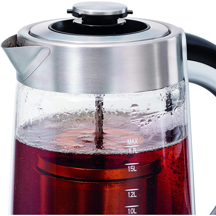 Hamilton Beach - Bouilloire en Verre avec Infuseur à Thé Amovible, Capacité de 1.7 Litre, Acier Inoxydable - Simple Boutique
