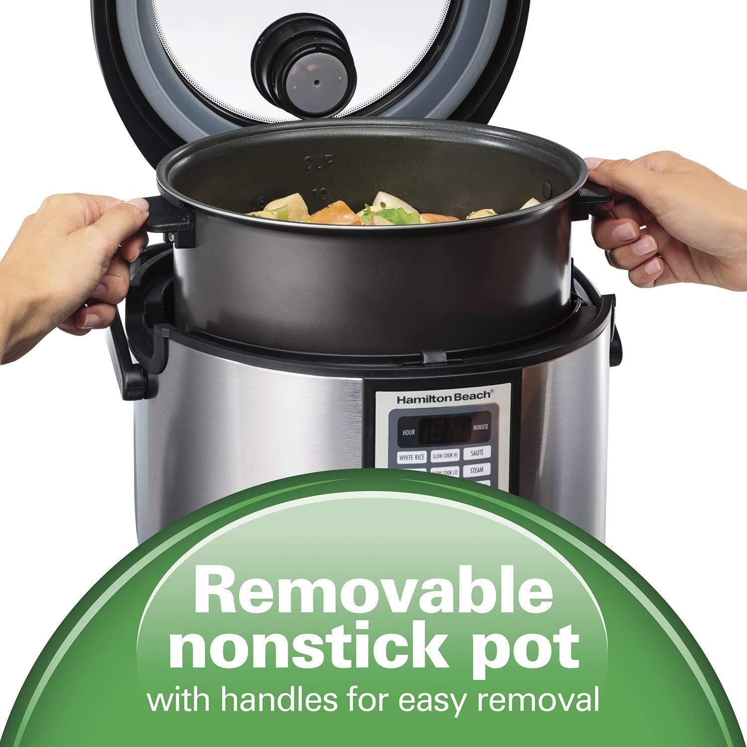 Hamilton Beach - Cuiseur à Riz/Multi-Cuiseur, Capacité de 4.5 Litres, Pot Antiadhésif, Acier Inoxydable - Simple Boutique