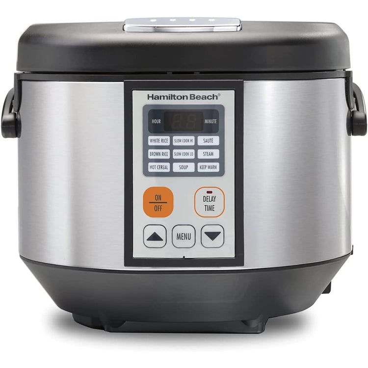 Hamilton Beach - Cuiseur à Riz/Multi-Cuiseur, Capacité de 4.5 Litres, Pot Antiadhésif, Acier Inoxydable - Simple Boutique