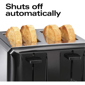 Hamilton Beach - Grille-Pain à 4 Tranches Extra-Large Avec Sélecteur d'ombre et Arrêt Automatique, Acier Inoxydable - Simple Boutique