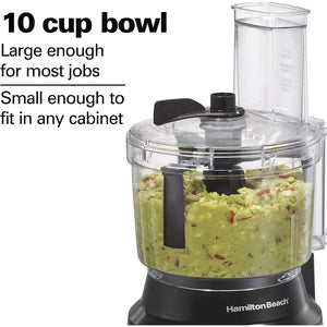 Hamilton Beach - Robot Culinaire avec Spatule Interne, Capacité de 10 Tasses, 450 Watt, Acier Inoxydable - Simple Boutique
