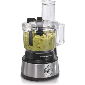 Hamilton Beach - Robot Culinaire avec Spatule Interne, Capacité de 10 Tasses, 450 Watt, Acier Inoxydable - Simple Boutique