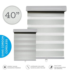 Hauz 4084GRYCD - Store de Fenêtre à Toile Alternée 40'' X 84'', Sans Cordon, Gris - Simple Boutique