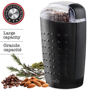 Hauz ACG473 - Moulin Électrique pour Café Épices et Fines Herbes, Noir - Simple Boutique