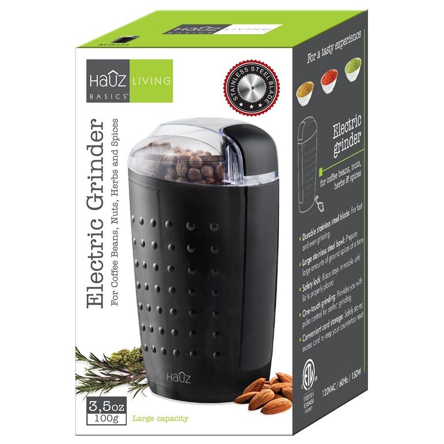 Hauz ACG473 - Moulin Électrique pour Café Épices et Fines Herbes, Noir - Simple Boutique