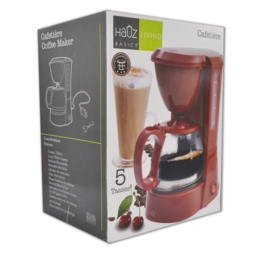 Hauz ACM5R Cafetière 5 Tasses 750Ml Rouge - Simple Boutique