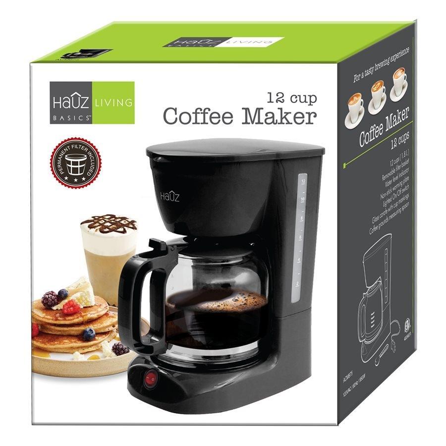 Hauz ACM875 Cafetière à Filtre 12 Tasses 1.8L Noire - Simple Boutique